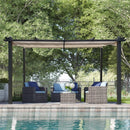 [10x13FT] Large Outdoor Patio Pergola With Canopy & Retractable Sun Shades, Beige (SAK51842) - Saksby Wholesale - Lifestyle View