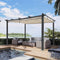 [10x13FT] Large Outdoor Patio Pergola With Canopy & Retractable Sun Shades, Beige (SAK51842) - Saksby Wholesale - Outside View