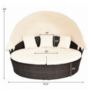 Large 76-Inch Outdoor Patio Rattan Daybed Sofa W/ Adjustable Table Top, Canopy & 3 Pillows (SAK91254) - Saksby Wholesale - Dimensions