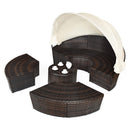 Large 76-Inch Outdoor Patio Rattan Daybed Sofa W/ Adjustable Table Top, Canopy & 3 Pillows (SAK91254) - Saksby Wholesale - Side View