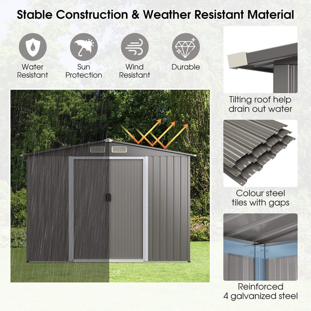 Premium Outdoor Steel Tool Storage Garden Backyard Shed, 8x6' (SAK74185) - Saksby Wholesale - Materials View
