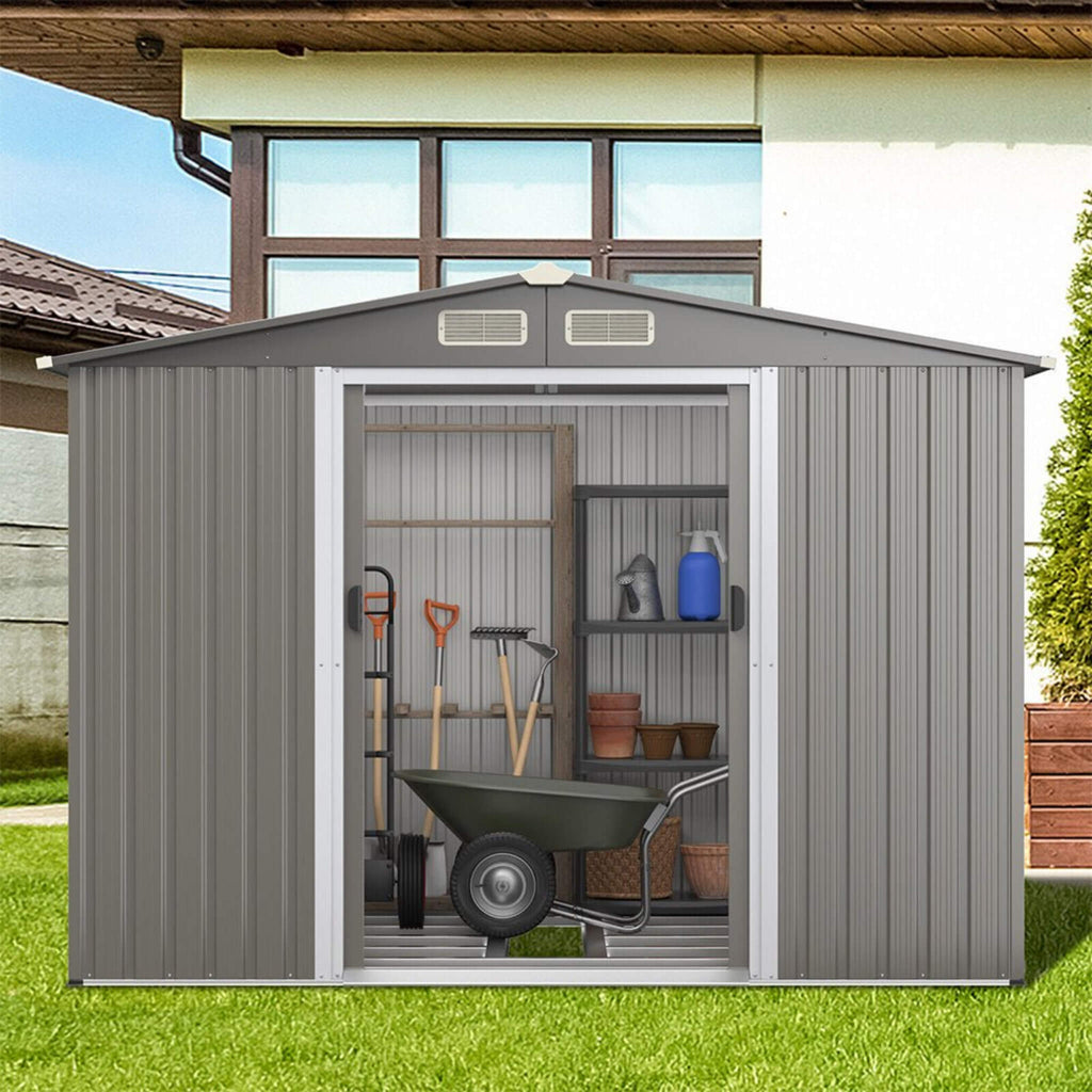 Premium Outdoor Steel Tool Storage Garden Backyard Shed, 8x6' (SAK74185) - Saksby Wholesale - Outdoor View