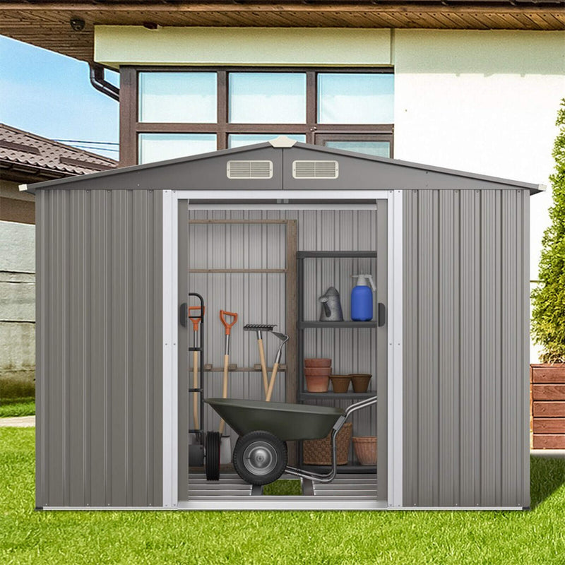 Premium Outdoor Steel Tool Storage Garden Backyard Shed, 8x6' (SAK74185) - Saksby Wholesale - Outdoor View