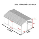 [12X20FT] Alora Premium Modern Heavy-Duty Outdoor Alloy Steel Carport Canopy (SAK91486) - Saksby Wholesale - Dimensions View