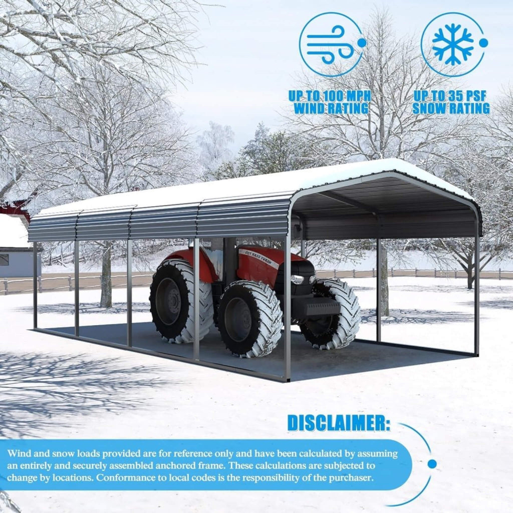 [12X20FT] Alora Premium Modern Heavy-Duty Outdoor Alloy Steel Carport Canopy (SAK91486) - Saksby Wholesale - Weather Resistant View