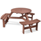 Large Premium Wooden Round Outdoor Patio Picnic Table, 35.4'' - SAKSBY.com - Picnic Tables - SAKSBY.com