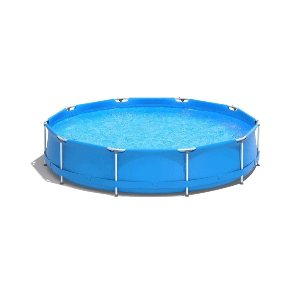 Large Round Above Ground Swimming Pool With Pool Cover, 12FT (SAK53722) - Saksby Wholesale - Blue Front View Details