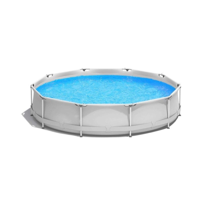Large Round Above Ground Swimming Pool With Pool Cover, 12FT (SAK53722) - Saksby Wholesale - GRay Front View Details