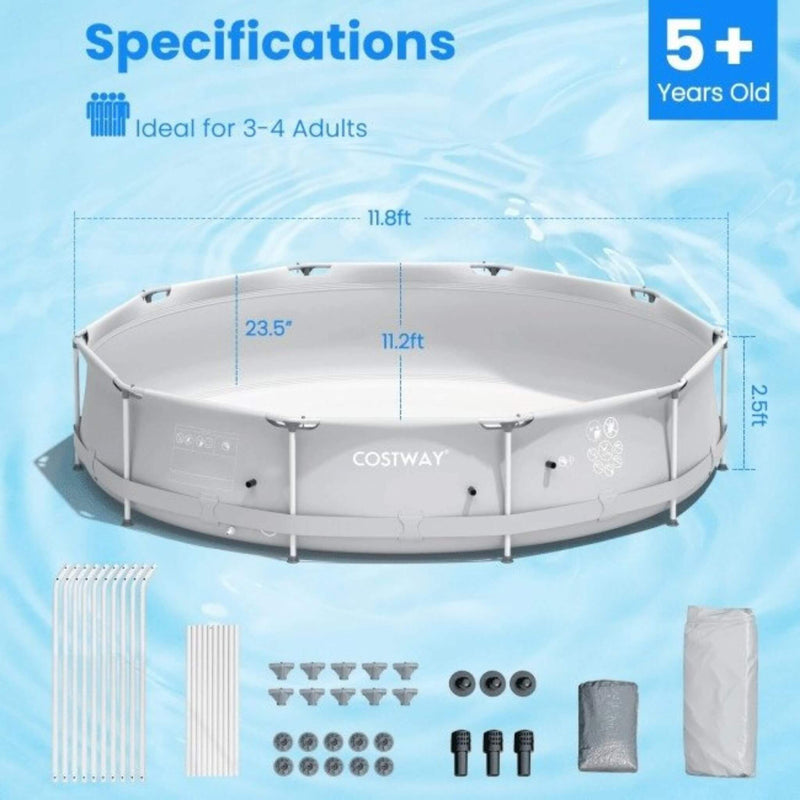Large Round Above Ground Swimming Pool With Pool Cover, 12FT (SAK53722) - Saksby Wholesale - Specifications