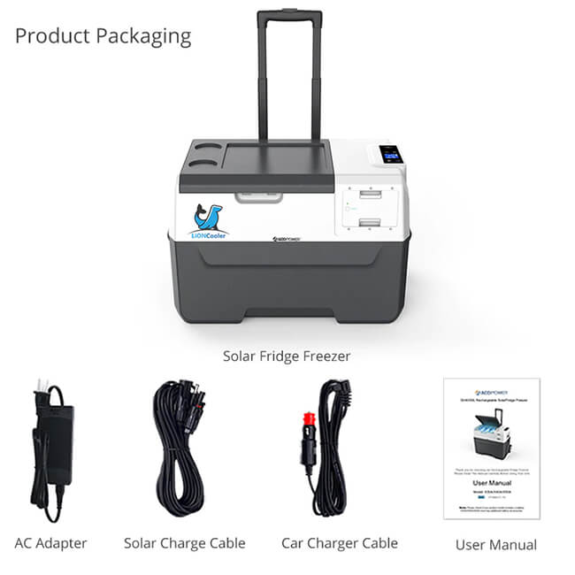 LIONCOOLER X30A Portable Solar Fridge Freezer W/ 90W Solar Panel Combo - SAKSBY.com - Refrigerators - SAKSBY.com