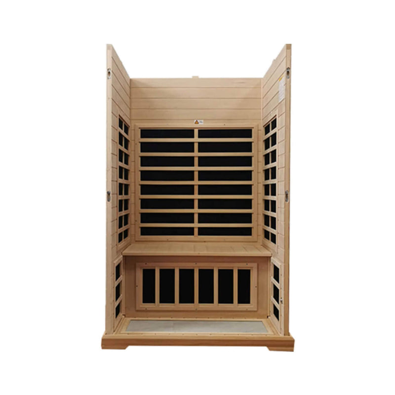 Luxury 2-Person Hemlock Wood FAR Infrared Sauna Room W/ Glass Door, 1750W (SAK81525) - Saksby Wholesale - Inside View