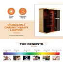 Luxury 2-Person Low EMF FAR Infrared Heat Wood Home Personal Spa Sauna W/ Panoramic Tempered Glass, 2000W (SAK27481) - Saksby Wholesale - Benefits Details