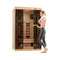 Luxury 2-Person Low EMF FAR Infrared Heat Wood Home Personal Spa Sauna W/ Panoramic Tempered Glass, 2000W (SAK27481) - Saksby Wholesale - Demonstration Detail