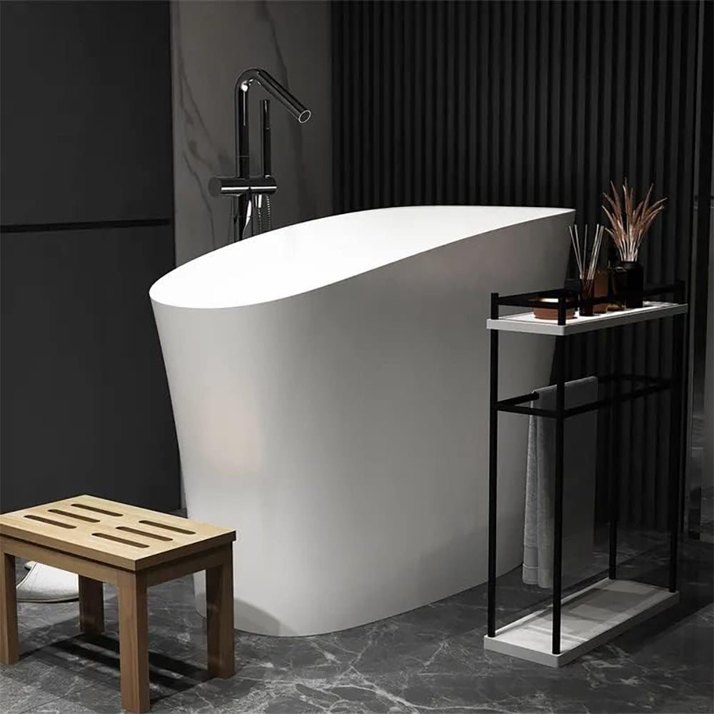 Luxury 47 Inch Freestanding Japanese-Styled Deep Stone Soaking Bathtub Resin, White (92657314) - SAKSBY.com - Bathtubs - SAKSBY.com