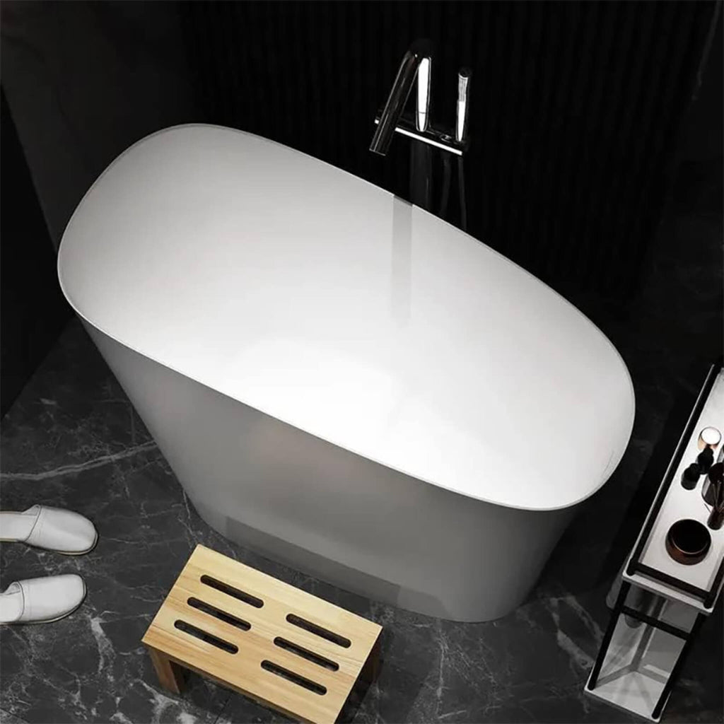 Luxury 47-Inch White Freestanding Japanese-Styled Deep Stone Soaking Bathtub Resin (SAK84725) - Saksby Wholesale - Lifestyle Top View