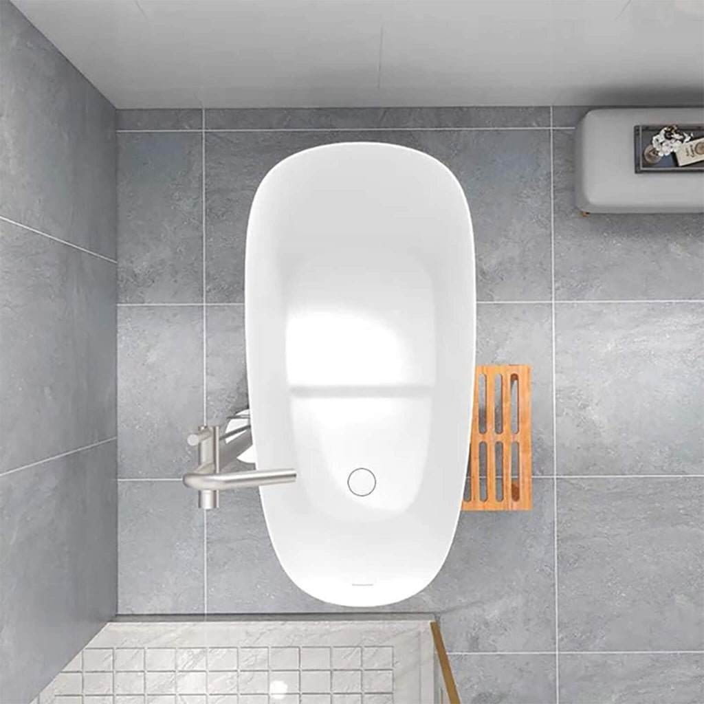 Luxury 47-Inch White Freestanding Japanese-Styled Deep Stone Soaking Bathtub Resin (SAK84725) - Saksby Wholesale - Top View