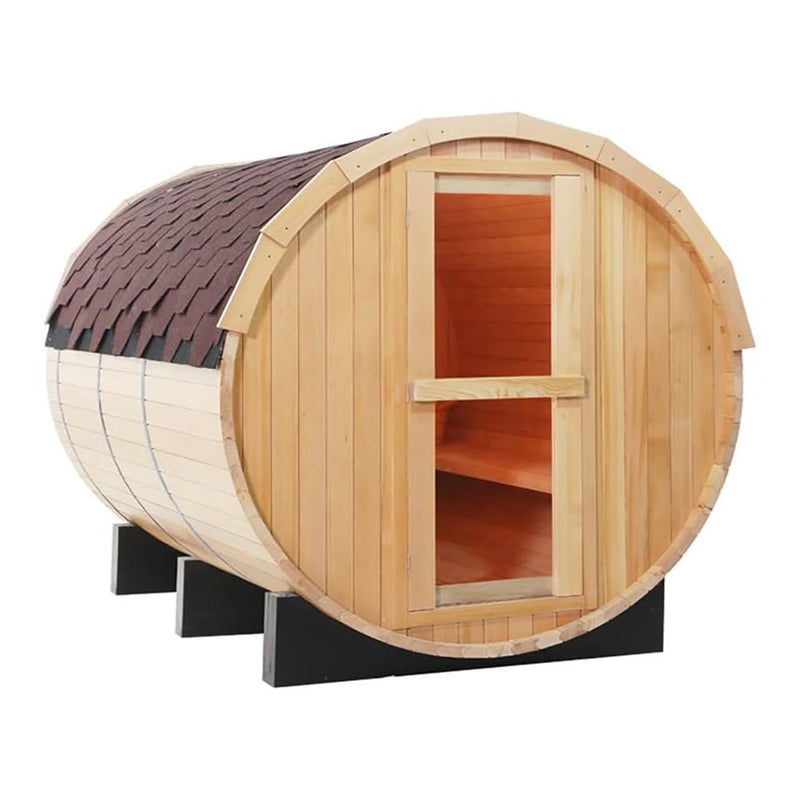 Luxury Outdoor 6-Person Personal Exterior Patio Wooden Barrel Steam Sauna Room With LCD Display & Reading Lamp (96157483) - SAKSBY.com - Saunas - SAKSBY.com