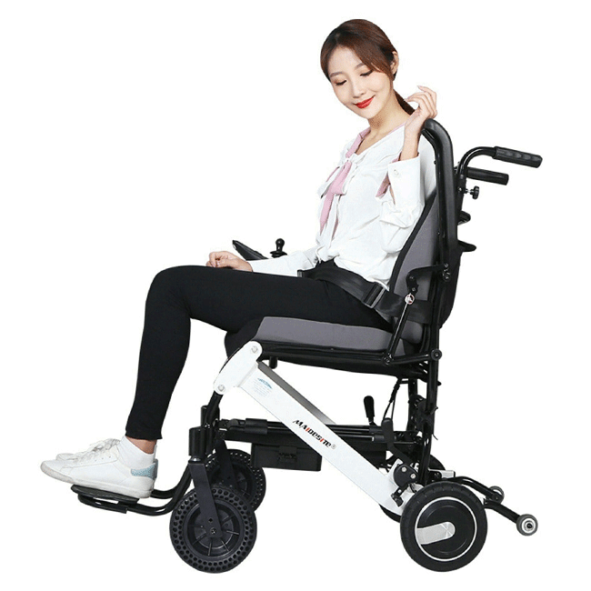 MAIDESITE 16" Wide Seat Lightweight Electric Folding Wheelchair, 500W - SAKSBY.com - Electric Wheelchairs - SAKSBY.com