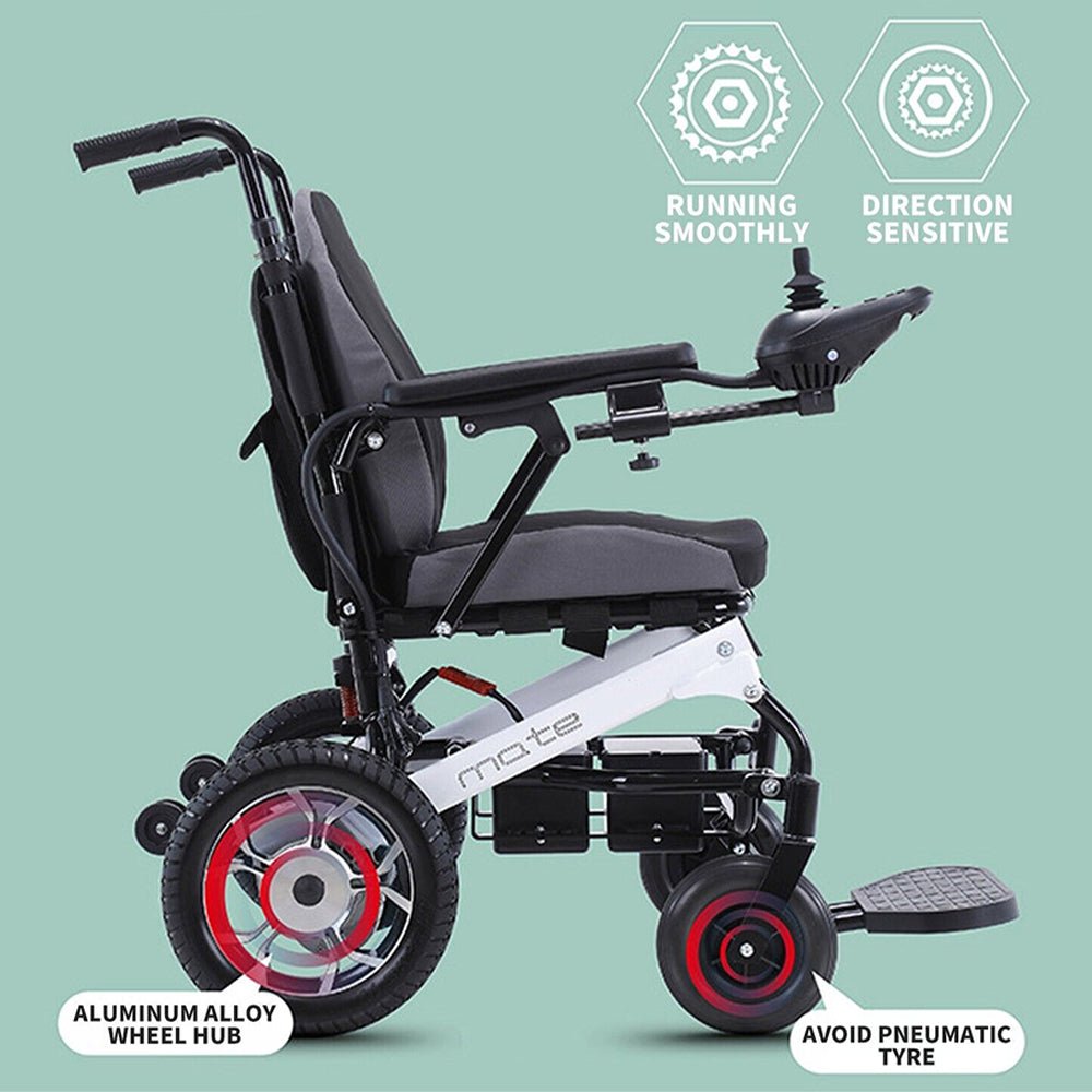 MATE Lightweight Foldable Electric Dual Motor Power Motorized Mobility Wheelchair, 220LBS (91879245) - Side View