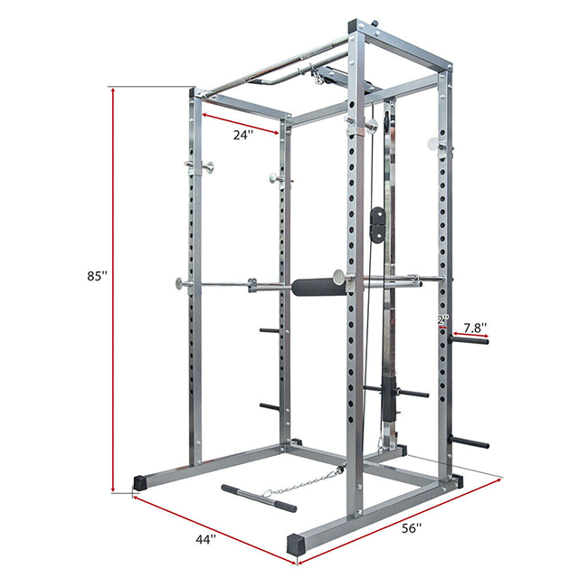 MERAX Multi-Functional Olympic Power Squat Rack Cage - For Home & Gym - SAKSBY.com - Weight Lifting Measurement View