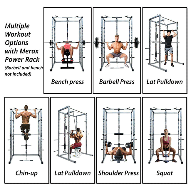 MERAX Multi Functional Olympic Power Squat Rack Cage For Home Gym SAKSBY