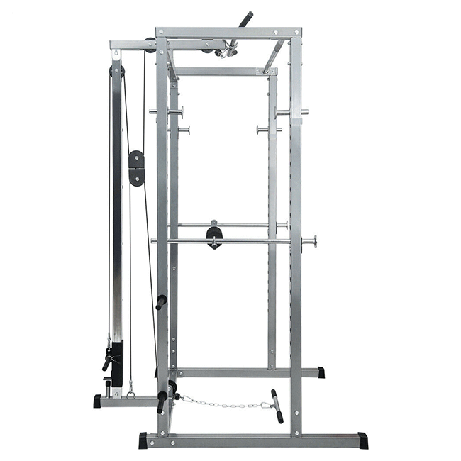 MERAX Multi-Functional Olympic Power Squat Rack Cage - For Home & Gym - SAKSBY.com - Weight Lifting Machines & Side View