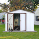 Metal garden sheds 10ftx8ft outdoor storage sheds white+coffee - SAKSBY.com - Sheds, Garages & Carports - SAKSBY.com