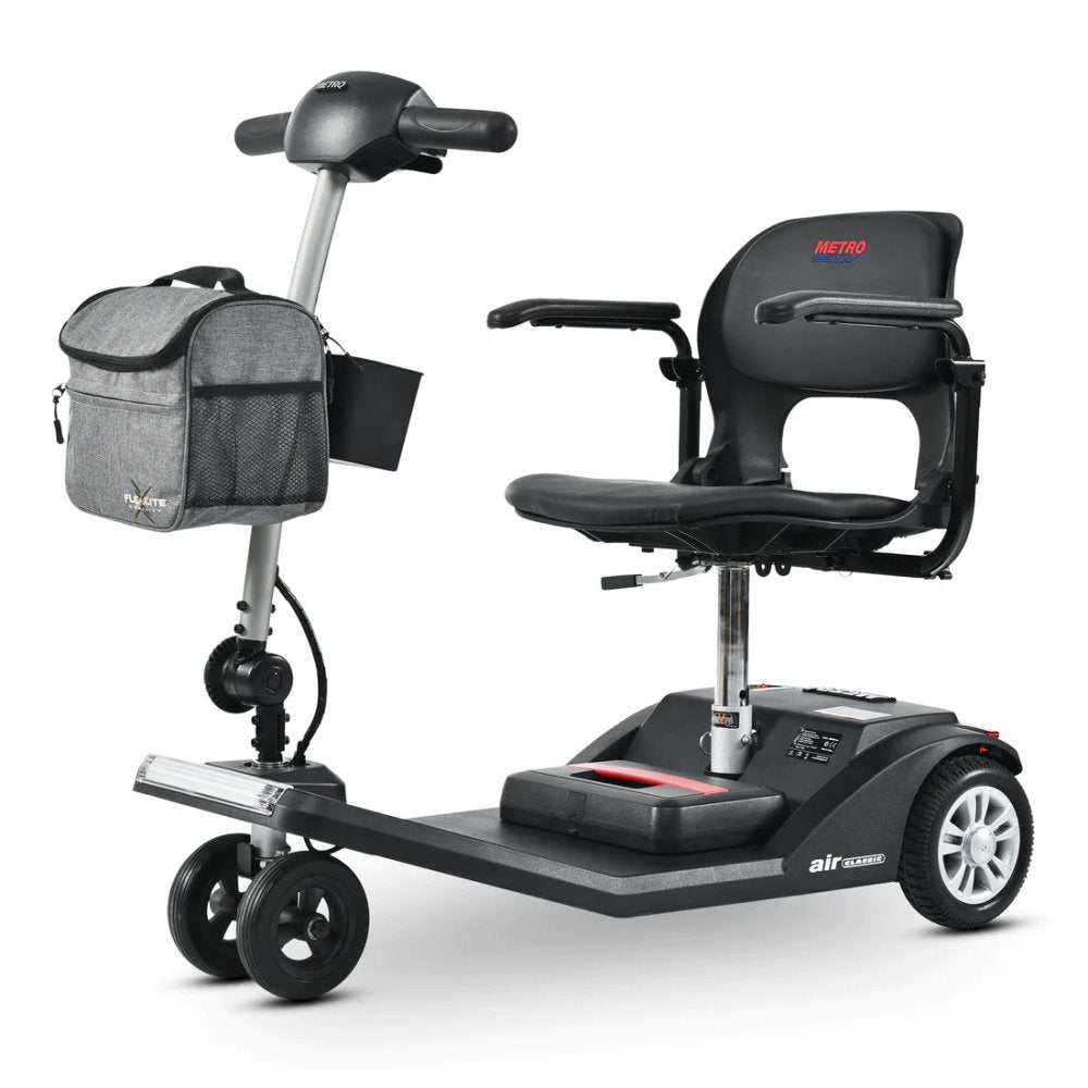 METRO MOBILITY Air Classic Electric 24V/12AH 250W Airline Approved Portable Folding Mobility Scooter, 265LBS (96425371) - SAKSBY.com - Mobility Scooters - SAKSBY.com