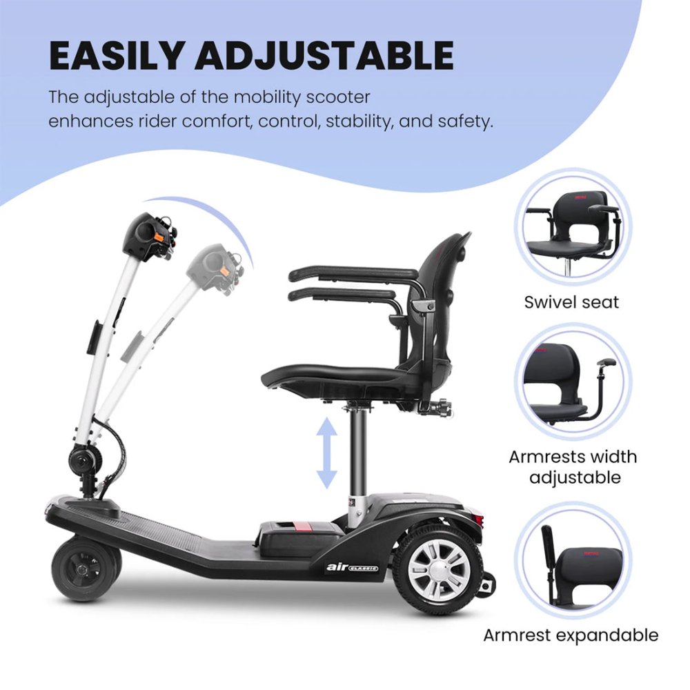 METRO MOBILITY Air Classic Electric 24V/12AH 250W Airline Approved Portable Folding Mobility Scooter, 265LBS (96425371) - SAKSBY.com - Mobility Scooters - SAKSBY.com