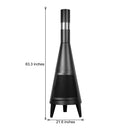 Modern Black 64" Outdoor Patio Wood Burning Chiminea Fireplace Fire Pit Heater With Poker (97352814) - Measurement View