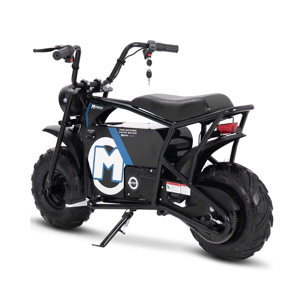 MotoTec 1000W 48V/12AH Electric Powered Mini Bike - Saksby Wholesale - Back Left View