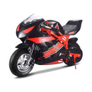 MotoTec GT 49CC 2-Stroke Premium Air Cooled Gas Pocket Bike Red - Saksby Wholesale - Front Left View