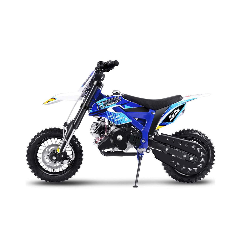 MotoTec Hooligan 60CC 4-Stroke Gas Dirt Bike Blue - Saksby Wholesale - Side Left View