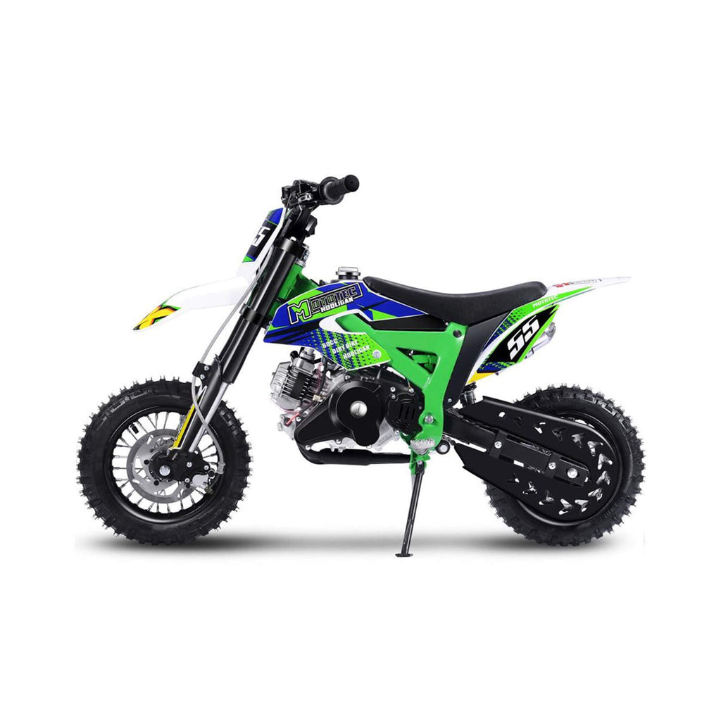 MotoTec Hooligan 60CC 4-Stroke Gas Dirt Bike Green - Saksby Wholesale - Side Left View
