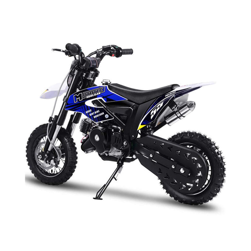 MotoTec Hooligan 60CC 4-Stroke Gas Dirt Bike Blue - Saksby Wholesale - Back Left View
