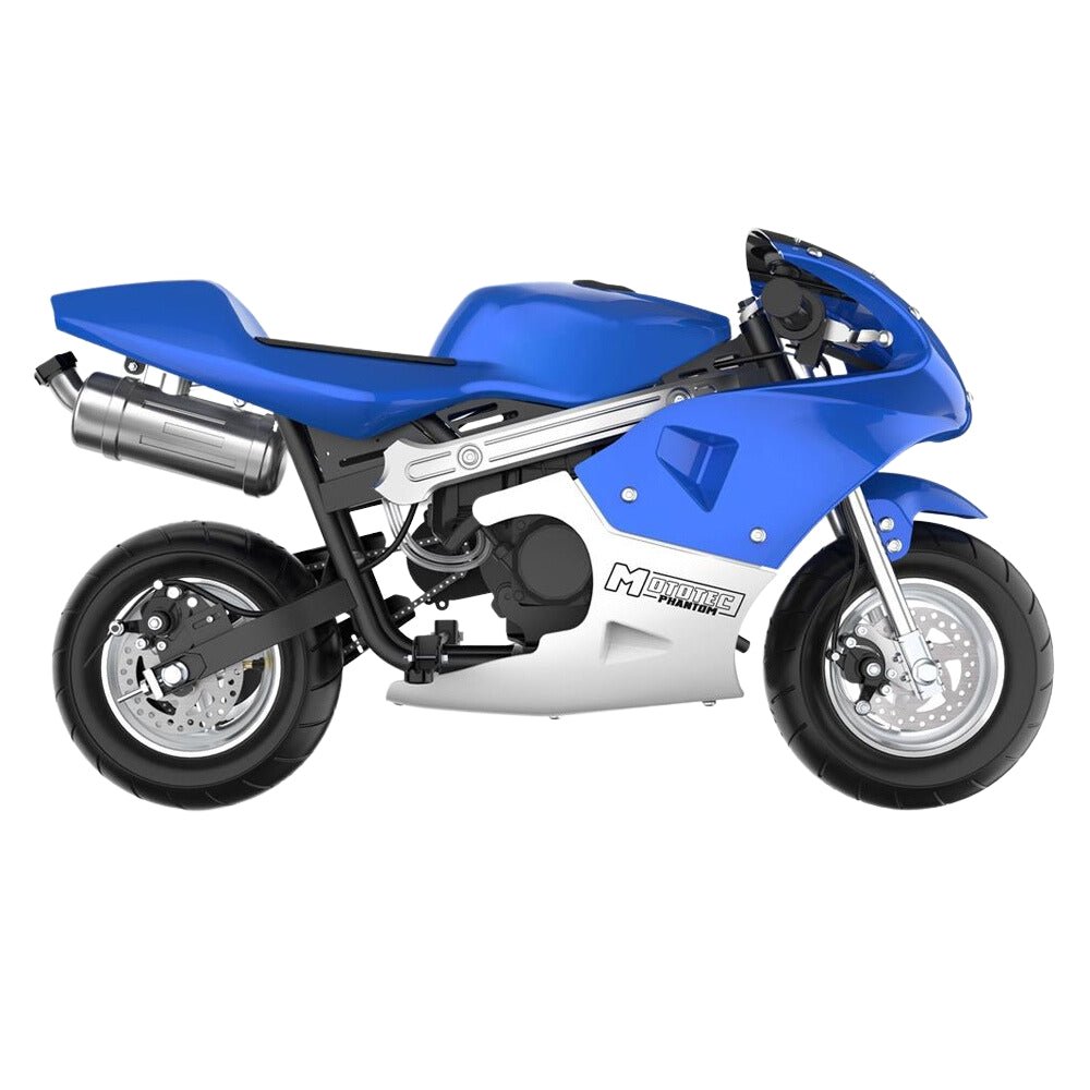 MOTOTEC PHANTOM 49CC Two-Stroke Gas Pocket Bike, Blue (96421375) - SAKSBY.com - Pocket Bikes - SAKSBY.com