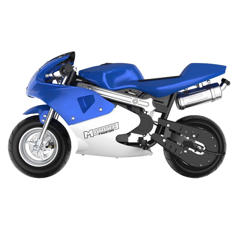 MOTOTEC PHANTOM 49CC Two-Stroke Gas Pocket Bike, Blue (96421375) - SAKSBY.com - Pocket Bikes - SAKSBY.com