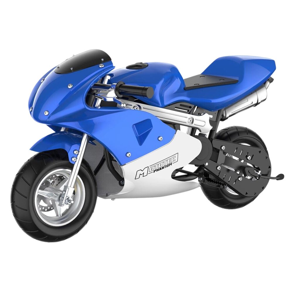 MOTOTEC PHANTOM 49CC Two-Stroke Gas Pocket Bike, Blue (96421375) - SAKSBY.com - Pocket Bikes - SAKSBY.com