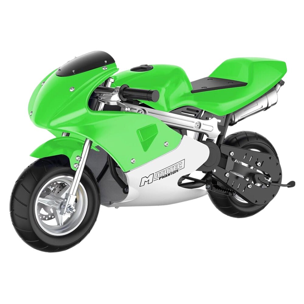 MOTOTEC PHANTOM 49CC Two-Stroke Gas Pocket Bike, Green (92461375) - SAKSBY.com - Pocket Bikes - SAKSBY.com