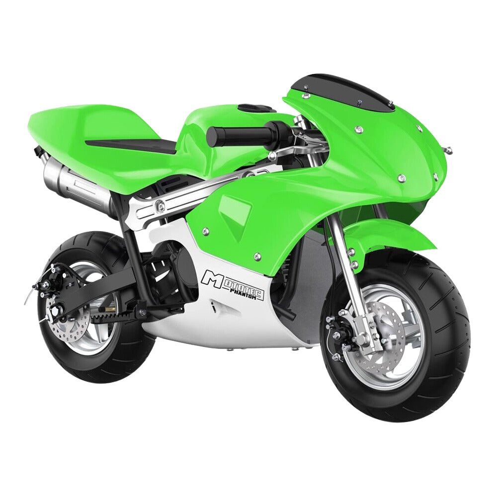 MOTOTEC PHANTOM 49CC Two-Stroke Gas Pocket Bike, Green (92461375) - SAKSBY.com - Pocket Bikes - SAKSBY.com