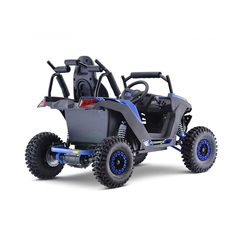 MotoTec Raider 1200W 48V/12AH Kids Electric Full Suspension UTV Blue - Saksby Wholesale - Back Right View