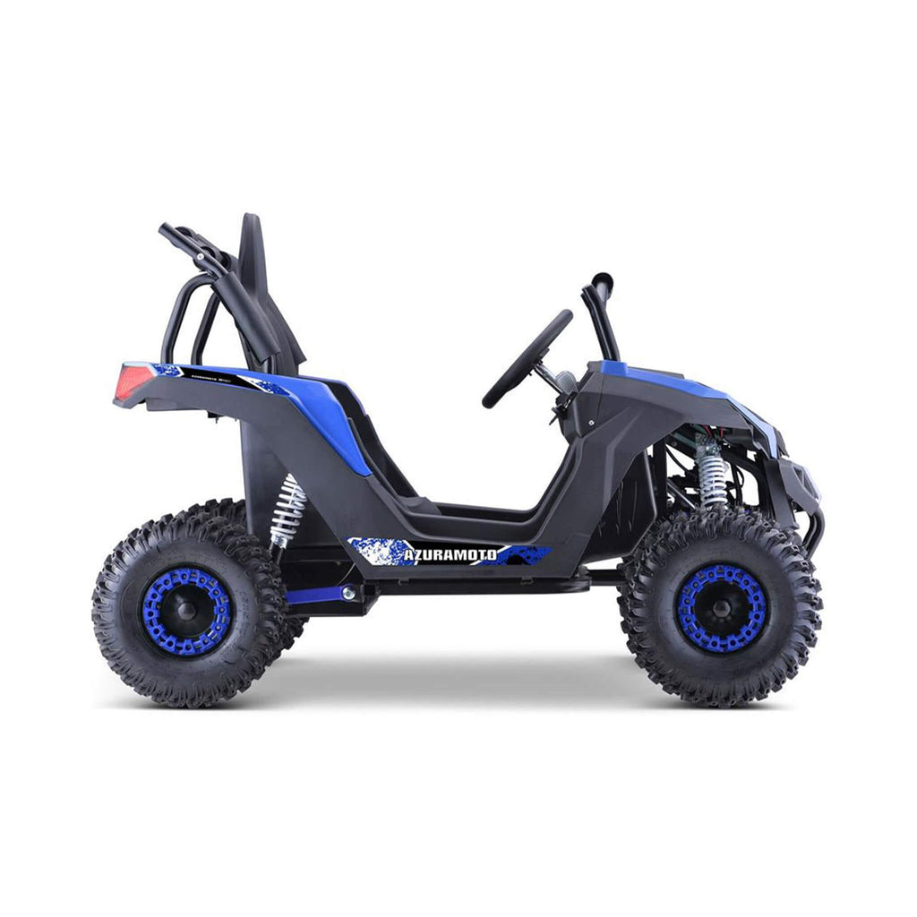 MotoTec Raider 1200W 48V/12AH Kids Electric Full Suspension UTV Blue - Saksby Wholesale - Side Right View