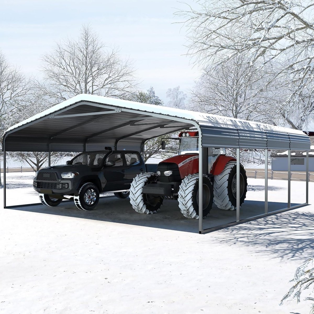 MPT Extra Large Premium Heavy Duty Outdoor Metal Carport Shelter