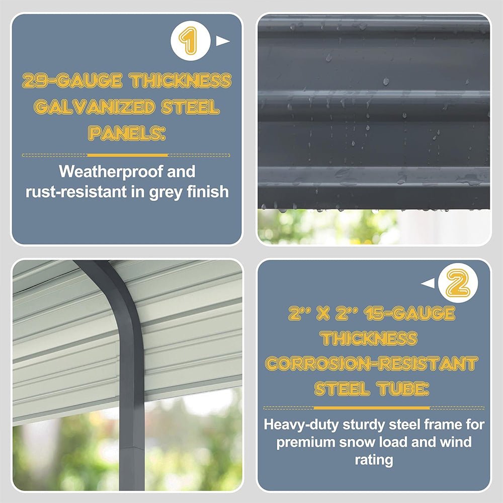 MPT Premium Heavy Duty Outdoor Canopy Garage Shelter With Galvanized Metal Roof, 12x20FT (91523840) - SAKSBY.com - Sheds, Garages & Carports - SAKSBY.com