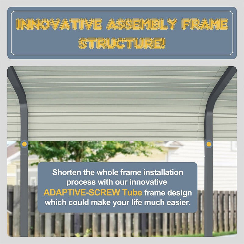 MPT Premium Heavy Duty Outdoor Canopy Garage Shelter With Galvanized Metal Roof, 12x20FT (91523840) - SAKSBY.com - Sheds, Garages & Carports - SAKSBY.com