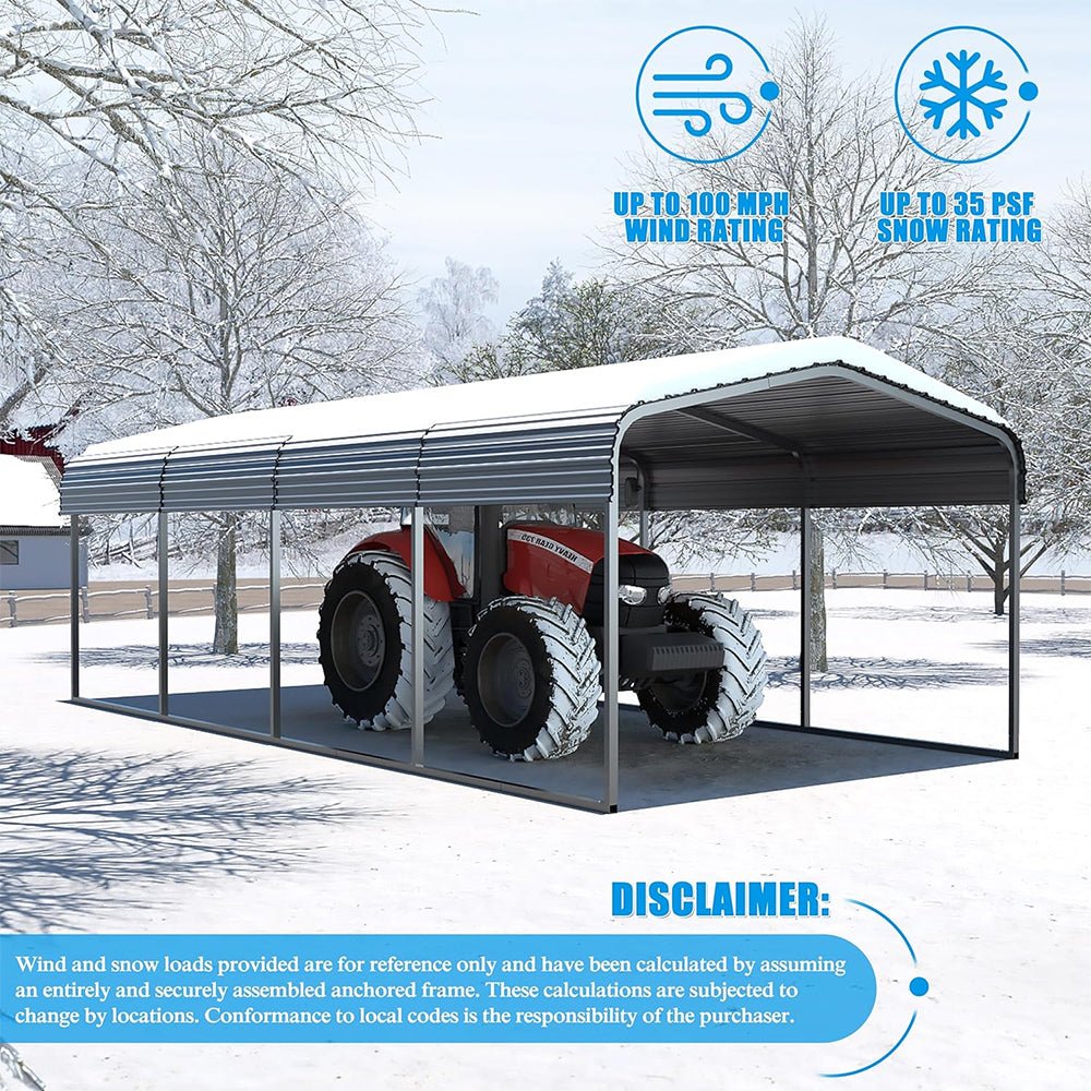 MPT Premium Heavy Duty Outdoor Canopy Garage Shelter With Galvanized Metal Roof, 12x20FT (91523840) - SAKSBY.com - Sheds, Garages & Carports - SAKSBY.com