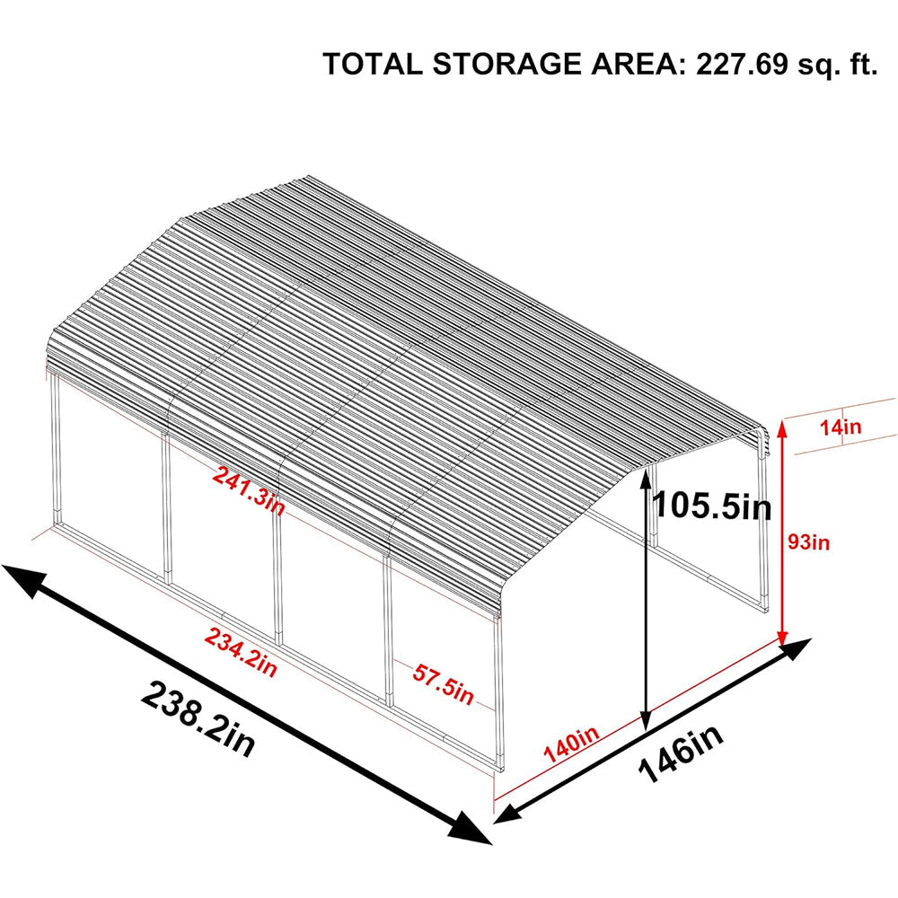 MPT Premium Heavy Duty Outdoor Canopy Garage Shelter With Galvanized Metal Roof, 12x20FT (91523840) - SAKSBY.com - Sheds, Garages & Carports - SAKSBY.com