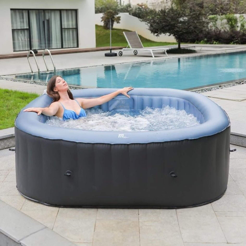 MSpa C-TE062 Tekapo Comfort Series Six-Person Inflatable Square Bubble Spa Hot Tub With 132 Bubble Jets (SAK80641) - Saksby Wholesale - Poolside Setup