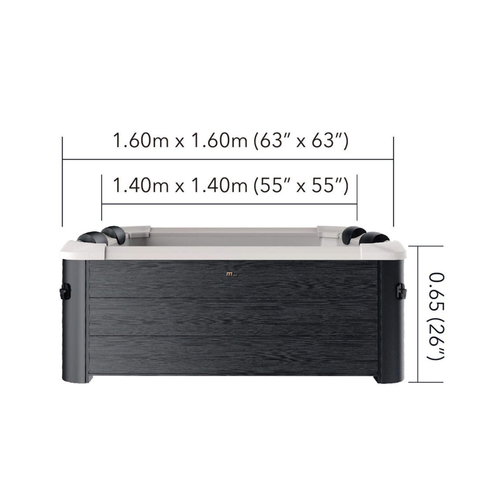 MSpa F-OS063W Oslo Supreme 6-Person Square Spa W/ LED Lights & Integrated App Control, 120 Jets (SAK93516) - Saksby Wholesale - Dimensions