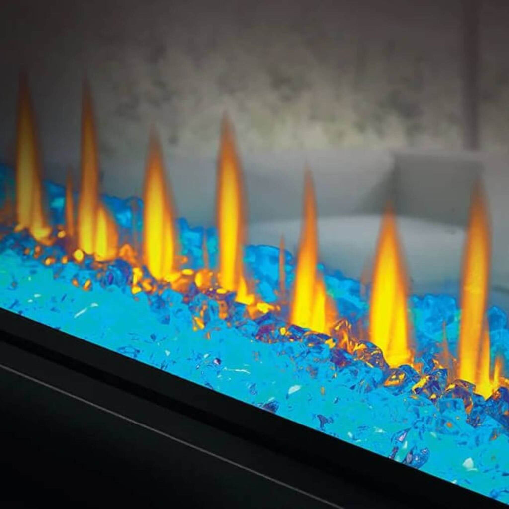 Napoleon Clearion Elite Fully Recessed See Thru Wall Mounted Electric Fireplace, 60" [NEFBD60HE] (SAK31716) - Saksby Wholesale - Blue Crystals With Flames View